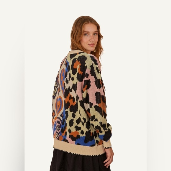 FARM RIO Mixed Ikat Hearts Knit Cardigan - Picture 2 of 8